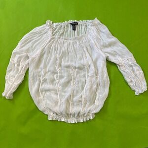 INC International Concepts White Maid‎ Blouse Top Size 14 Long Sleeve